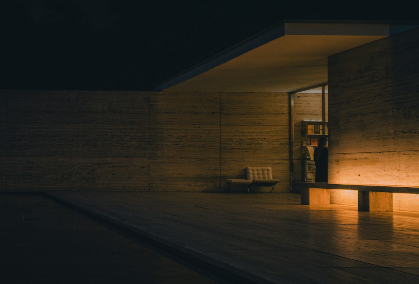 Finished interior at dusk